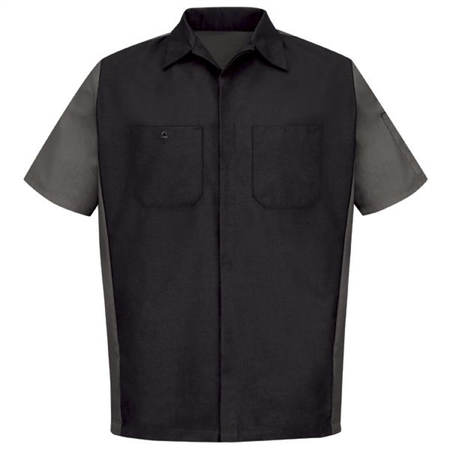 WORKWEAR OUTFITTERS Men's Short Sleeve Two-Tone Crew Shirt Black/Charcoal, 5XL SY20BC-SS-5XL